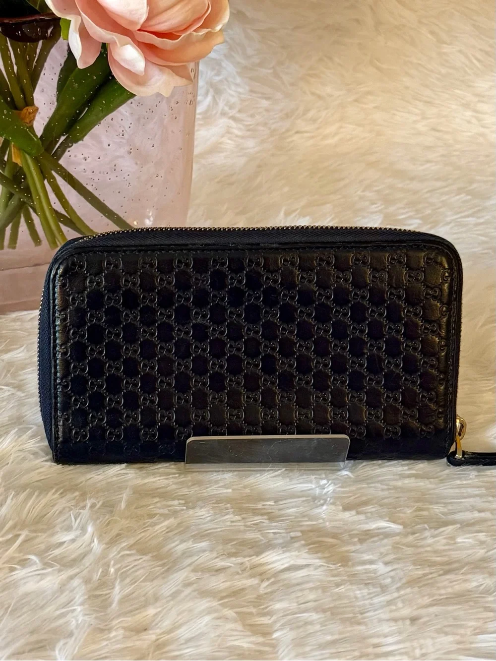 Gucci Micro Guccisima Leather Zip Around Wallet Dark Blue - Picture 12 of 13